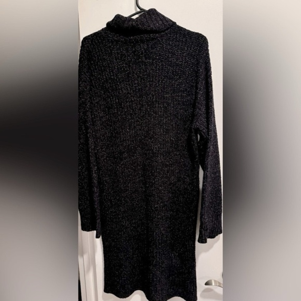 American Eagle sweater dress knit midi turtle neck zipper jem purple black USL - Picture 4 of 4